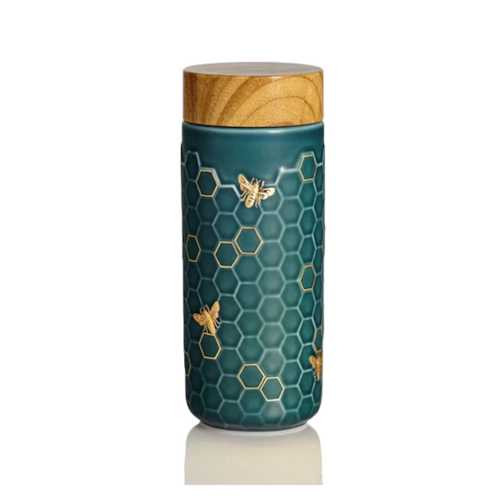 Acera Water Vessel: Peacock Green With Honey Bees