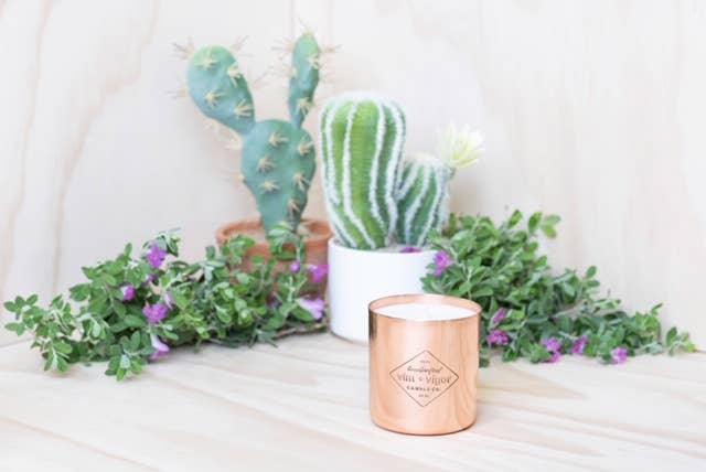 Cactus Flower and Desert Sage Copper Candle