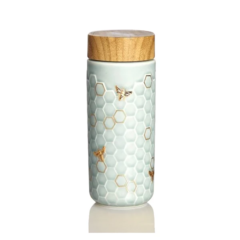 Acera Water Vessel: Mint Green With Honey Bees