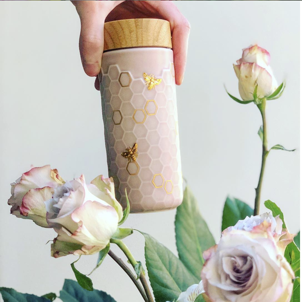 Acera Water Vessel: Pink With Honey Bees