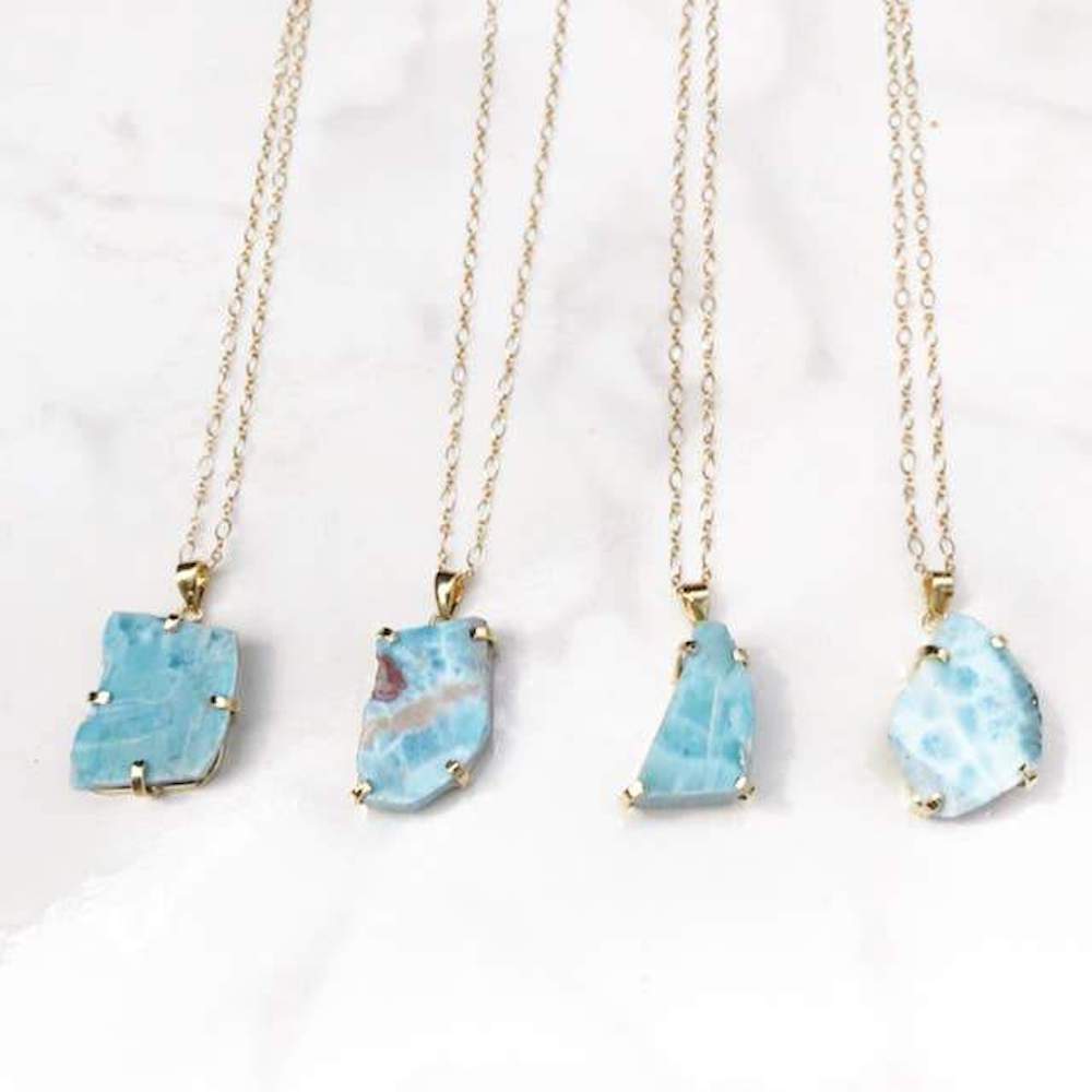 Larimar Necklace - 17" Gold Filled Chain