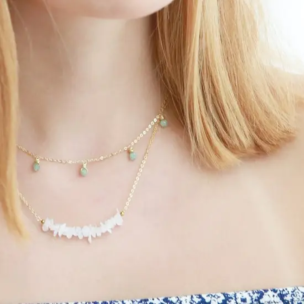 Rainbow Moonstone Smile Necklace