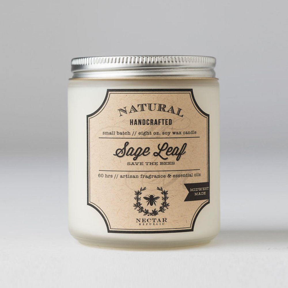 Sage Leaf: Clary Sage & Sea Salt - 8 oz Soy Candle