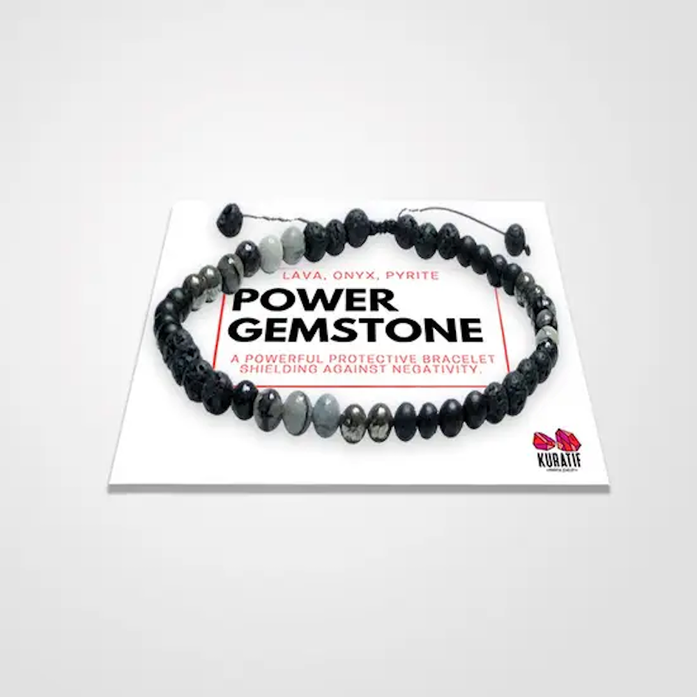Power Gemstone Bracelet: Black Onyx, Pyrite, Jasper, & Lava Stone
