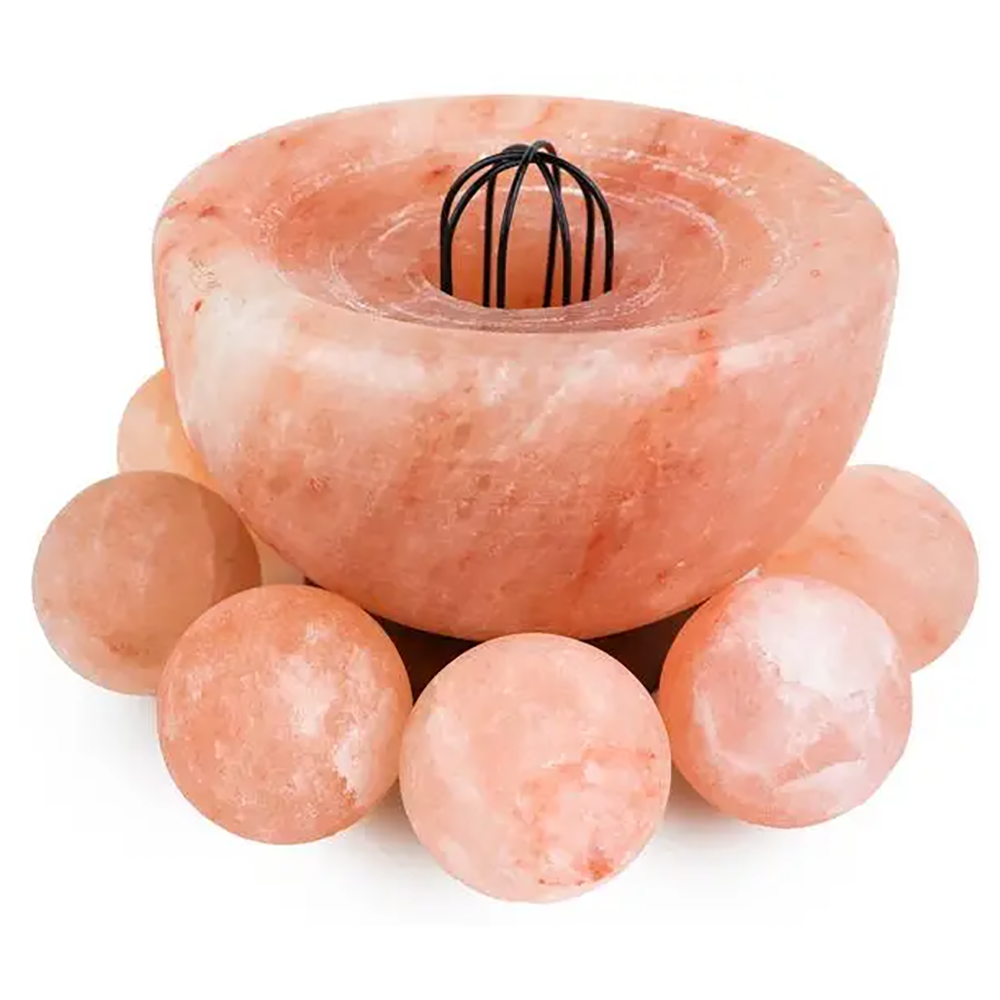 6" Abundance Bowl with Massage Balls - Salt Lamp